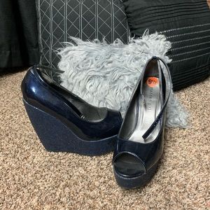Madden girl wedges sparkling blue strap